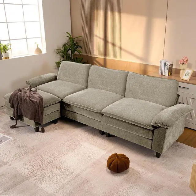 Alt view image 7 of 7 - 86" Modular Sectional Sofa,Comfy Cloud Couch Sectional Sofa,Loveseat Chenille Sleeper Deep Seat Sofas for Living Room,Bedroom and Apartment,Khaki