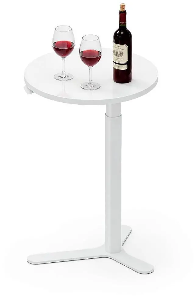 Main image of Pneumatic Height Adjustable Round Dining Table, 19.7" Portable Bar Table, Wooden Overbed Table for Laptop, Snacks & Coffee, Ideal for Living Room, Bedroom, Home Office(White)