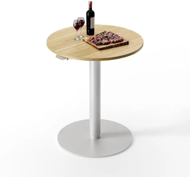 Main image of Pneumatic Height Adjustable Round Dining Table, 23.6" Portable Bar Table, Wooden Overbed Table for Laptop, Snacks & Coffee, Ideal for Living Room, Bedroom, Home Office(Black Walnut)