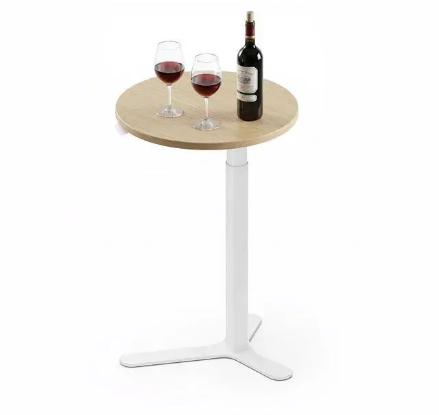 Main image of Pneumatic Height Adjustable Round Dining Table, 19.7" Portable Bar Table, Wooden Overbed Table for Laptop, Snacks & Coffee, Ideal for Living Room, Bedroom, Home Office(Wood Grain)