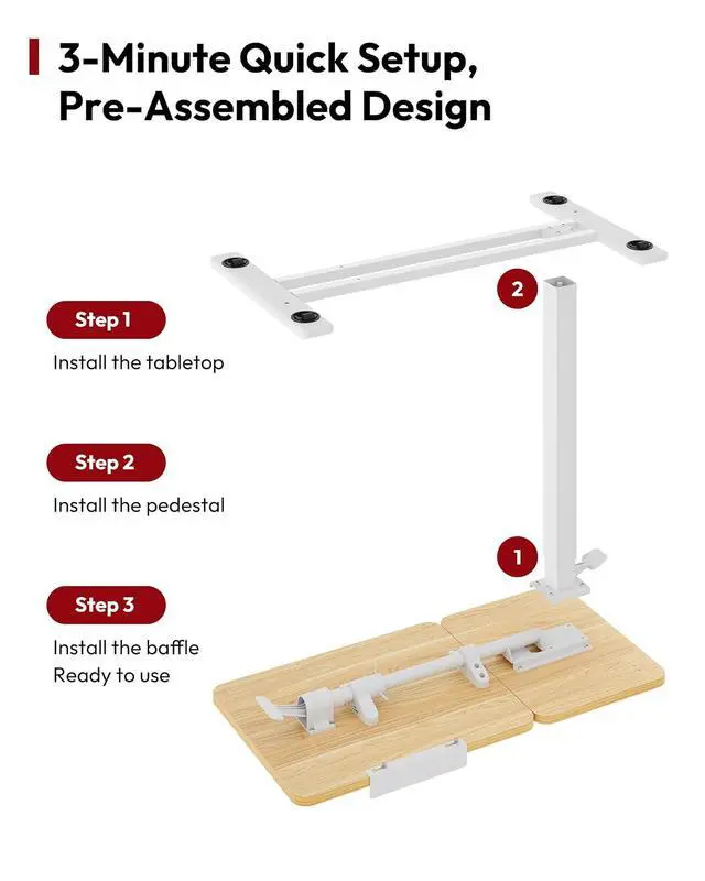 Alt view image 7 of 7 - Small Rolling Overbed Table Adjustable Height with Wheels, Mobile Laptop Desk with Tilting Desktop, Portable Computer Workstation for Home Office, Classroom, Bedside, Maple
