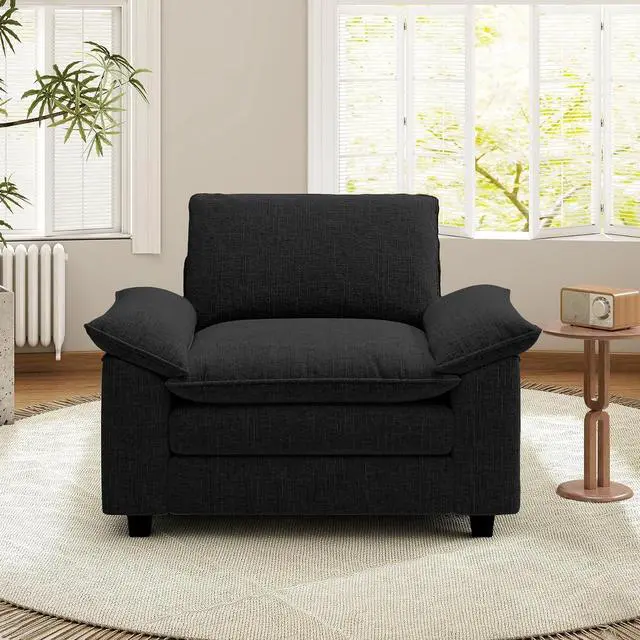 Main image of 49" Single Sofa Seat,Comfy Cloud Couch Sectional Sofa,Chenille Sleeper Deep Seat Sofas for Living Room,Bedroom and Apartment,Black