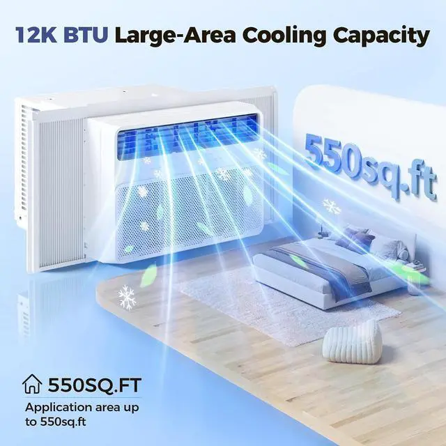 Main image of 12K BTU Window Air Conditioner, 4-in-1 Window AC Unit Cooler, Washable Filter, White