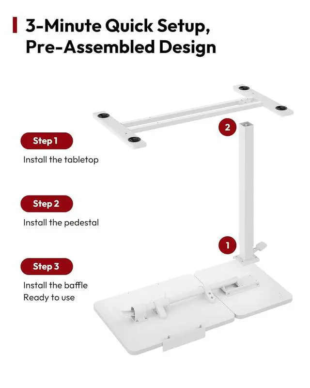 Alt view image 7 of 7 - Small Rolling Overbed Table Adjustable Height with Wheels, Mobile Laptop Desk with Tilting Desktop, Portable Computer Workstation for Home Office, Classroom, Bedside, White