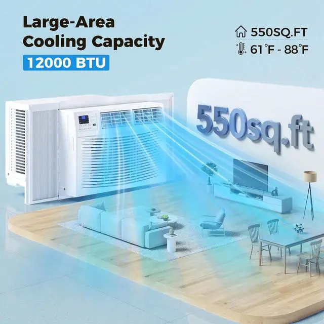 Alt view image 2 of 7 - Window Air Conditioner, 12000 BTU Window AC Unit with Smart App & Remote, Covers Up to 550 Sq.ft, White