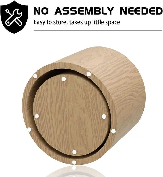 Alt view image 5 of 6 - Nesting Coffee Table Set of 2, Modern Round Coffee Table with Non-Slip Feet, Oak Wooden Circle Accent Tables for Small Spaces Living Room Bedroom Balcony Office Drum Side Table