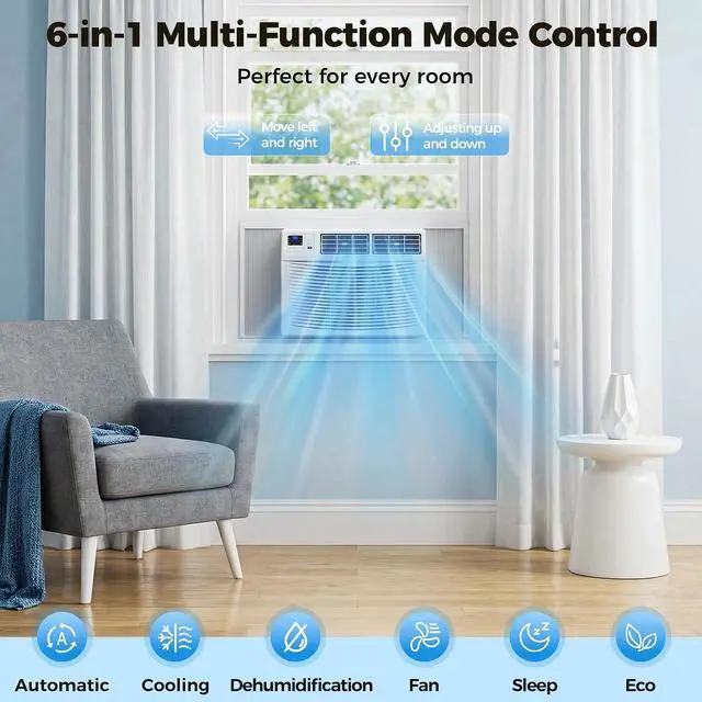 Alt view image 6 of 7 - Window Air Conditioner, 12000 BTU Window AC Unit with Smart App & Remote, Covers Up to 550 Sq.ft, White