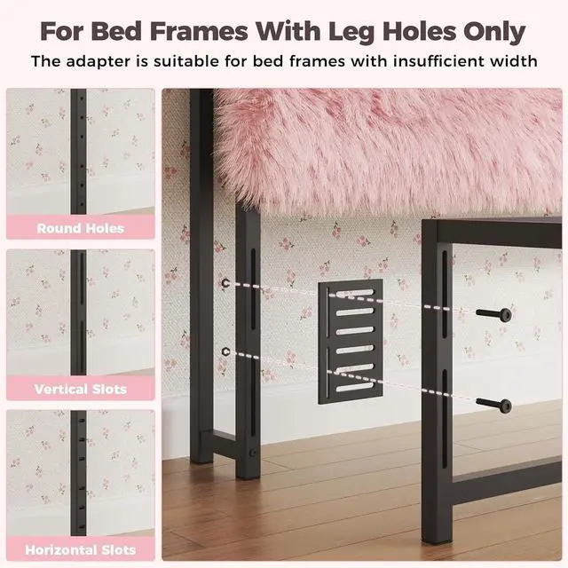 Alt view image 5 of 7 - Princess Headboard King Size, Upholstered Plush Headboard, 42.1" to 46.1" Adjustable Height, Pink