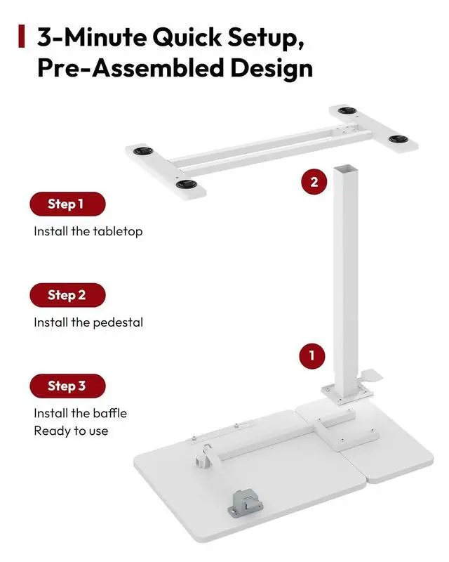 Alt view image 7 of 7 - Small Rolling Overbed Table Adjustable Height with Wheels, Mobile Laptop Desk with Tilting Desktop, Portable Computer Workstation for Home Office, Classroom, Bedside, White