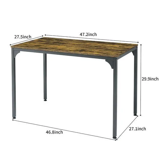 Alt view image 2 of 7 - Modern Dining Room Set for 4, 5 Pieces Industrial Kitchen Table and Chairs with Backrest, Rectangular Space-Saving Dinette Set for Dining Room, Apartment, Small Space, Rustic Brown