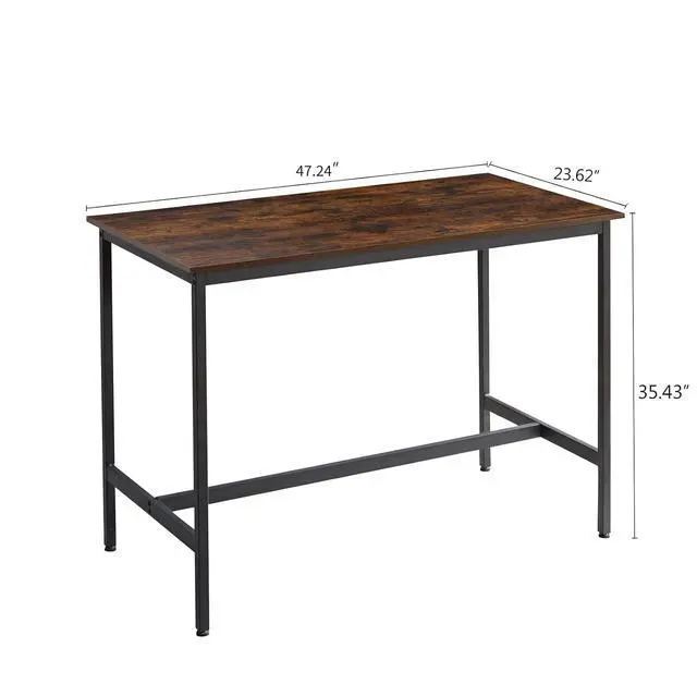 Alt view image 6 of 7 - Bar Table and Chairs Set for 4, 5 Pieces Industrial Wood Kitchen Dining Table Counter Height Pub Table with 4 PU Upholstered Chairs with Backrest,Suitable for Kitchen, Restaurant, Bar(Brown)