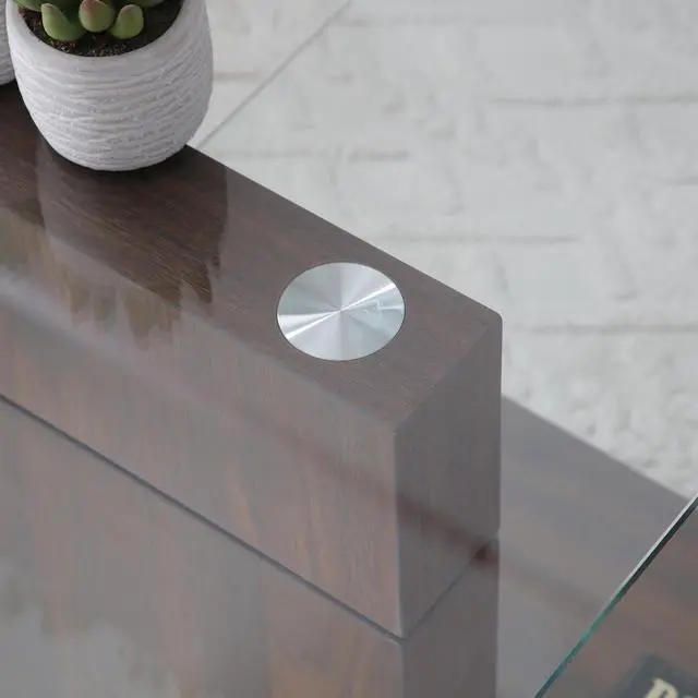 Alt view image 4 of 7 - Glass Coffee Table with Storage, 44 Inch Rectangular Coffee Tables for Living Room, 3-Tier Tempered Glass Wooden Center Table Modern Accent Cocktail Table for Home Office (Walnut)
