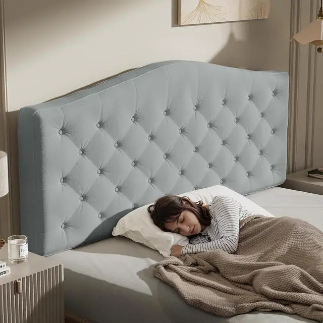Alt view image 6 of 7 - Upholstered Headboard Queen Size with 4" Thickened High-Density Sponge, Modern Button-Tufted Queen Headboard Only, Luxury Chenille Fabric, Easy Assembly, Grey
