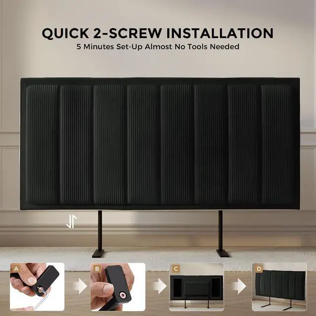 Alt view image 4 of 7 - Headboard Queen Size, Upholstered Modern Striped Head Board Only, 3.1 High-Density Sponge Backrest, 2 Screw Easy Assembly (Black)