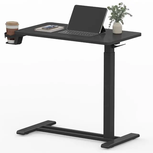 Main image of Adjustable Overbed Bedside Table Pneumatic Adjustable Height Laptop Computer Standing Desk Cart with Tray, Hospital and Home Use(23.6" W x 13.8" D,Maple)