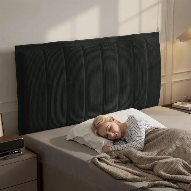 Alt view image 6 of 7 - Headboard Queen Size, Upholstered Modern Striped Head Board Only, 3.1 High-Density Sponge Backrest, 2 Screw Easy Assembly (Black)