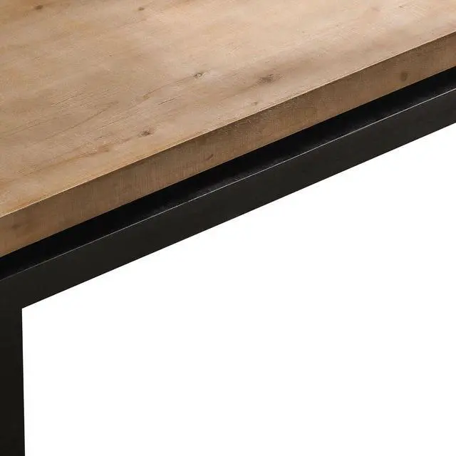 Alt view image 3 of 7 - 47.6" Wood Coffee Table, Mid Century Modern Farmhouse Wooden Coffee Tables for Living Room Natural Solid Firwood Tabletop Rectangle Center Table for Apartment Home Office Tea Table (Natural+Black)
