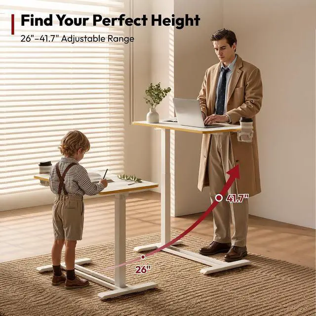 Alt view image 4 of 7 - Medical Adjustable Overbed Bedside Table with Hidden Casters, Pneumatic Mobile Laptop Computer Standing Desk Cart Overbed Table with Tray, Hospital and Home Use(27.6" W x 15.7" D, White)