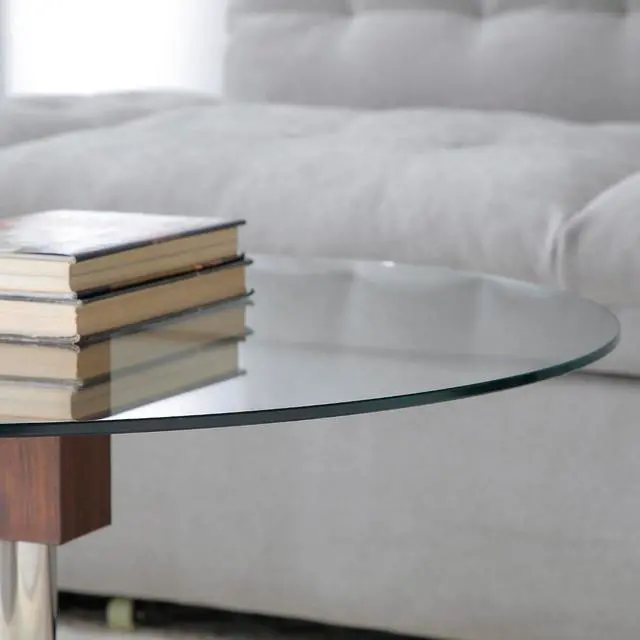 Alt view image 5 of 7 - Glass Coffee Table, Round Coffee Tables for Living Room, 2-Tier Circle Wooden Center Table with Tempered Glass Top, 31.5 Inch Modern Accent Cocktail Table for Home Office (Walnut)