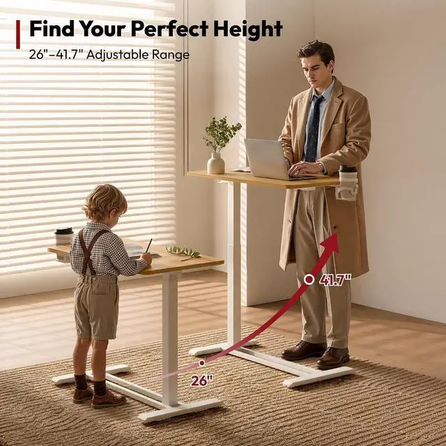 Alt view image 4 of 7 - Medical Adjustable Overbed Bedside Table with Hidden Casters, Pneumatic Mobile Laptop Computer Standing Desk Cart with Tray, Hospital and Home Use(31.5" W x 17.7" D, Maple)