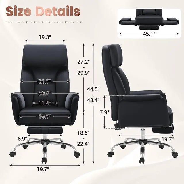 Alt view image 2 of 7 - Big and Tall Gaming Chair, Ergonomic Office Chair with footrest, 180°Flip Armrests Gaming Chair Criss Cross Legged, Wide Seat Reclining Vanity Chair (Short Velvet, Black)