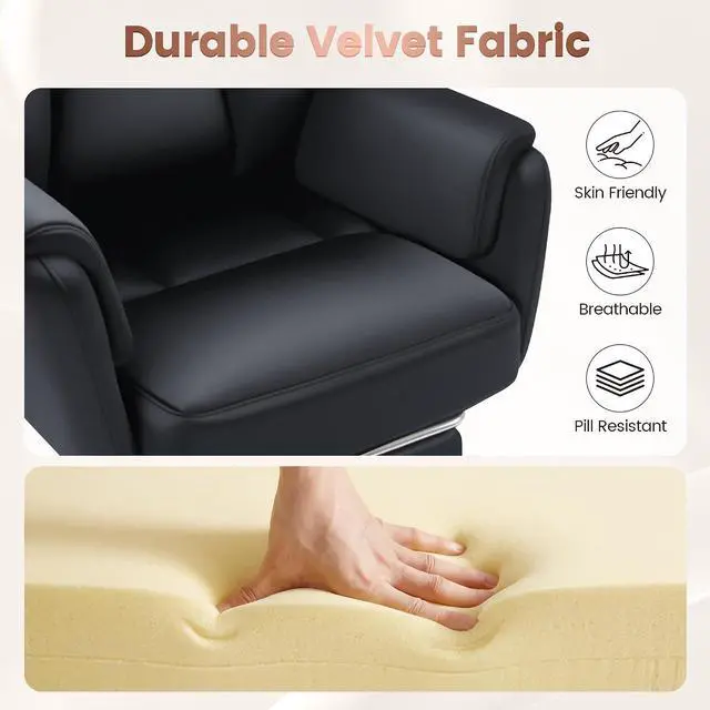 Alt view image 6 of 7 - Big and Tall Gaming Chair, Ergonomic Office Chair with footrest, 180°Flip Armrests Gaming Chair Criss Cross Legged, Wide Seat Reclining Vanity Chair (Short Velvet, Black)