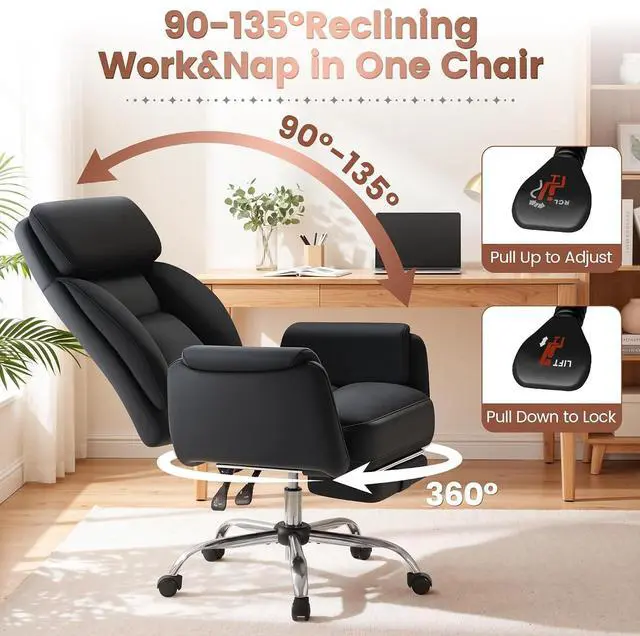 Alt view image 7 of 7 - Big and Tall Gaming Chair, Ergonomic Office Chair with footrest, 180°Flip Armrests Gaming Chair Criss Cross Legged, Wide Seat Reclining Vanity Chair (Short Velvet, Black)