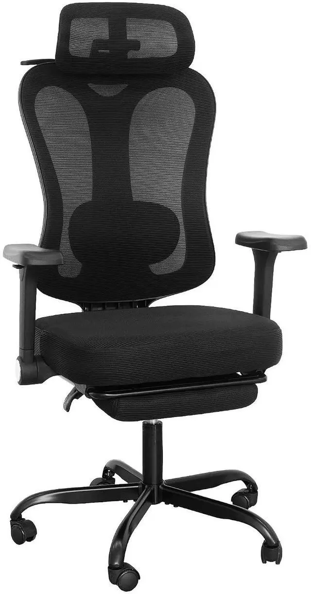 Main image of Ergonomic Office Chair with 3D Headrest & 6D Flippable Armrests, Adjustable Lumbar Support, 135° Recline, Breathable Mesh Seat, Height Adjustable Swivel Computer Desk Chair(Black)
