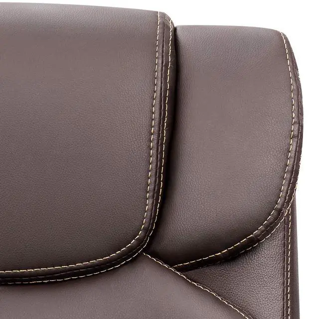 Alt view image 7 of 7 - Mid Back Executive Office Chair Swivel Computer Task Chair with Armrests,Ergonomic Leather-Padded Desk Chair with Lumbar Support (Brown)