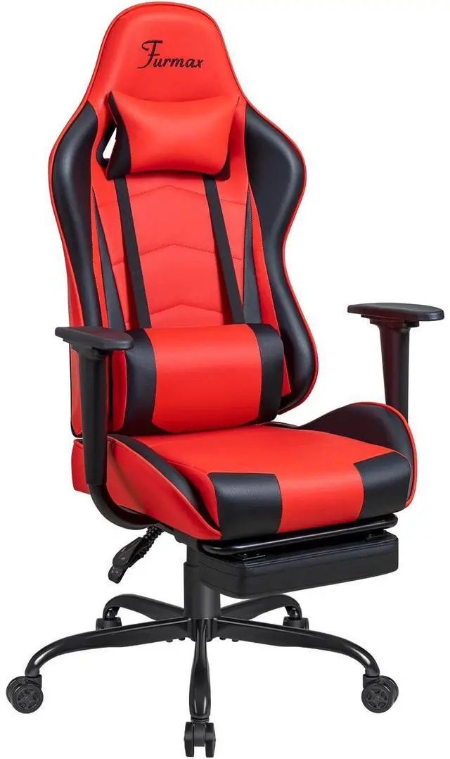 Main image of Office Chair Leather Desk Gaming Chair, High Back Ergonomic Adjustable Racing Chair,Task Swivel Executive Computer Chair Headrest and Lumbar Support (Red)