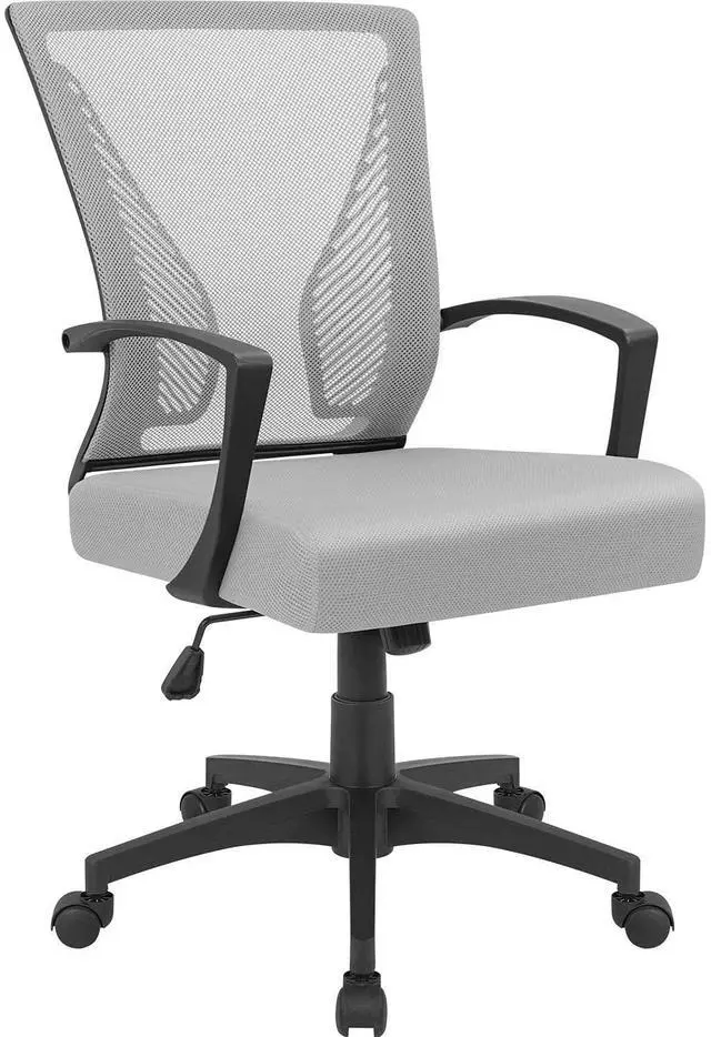 Main image of Ergonomic Grey Office Clearance Mesh Computer Lumbar Support Mid Back Study Desk Modern Executive Task Chair Cheap Adjustable Swivel, 19.8" x 19.8" x 38.8" (KVC-7504)