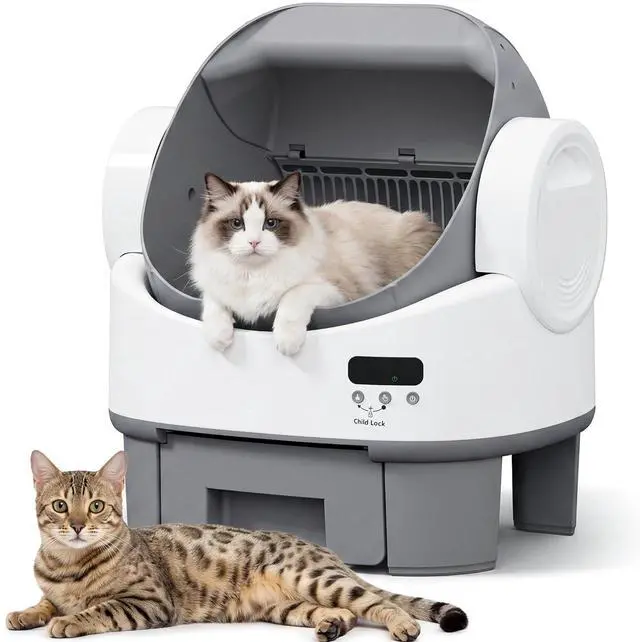 Main image of Open-top Electric auto-Cleaning Litter Box Auto-Clean, Multi-Sensor, no app, Plug & Play, Multi-cat Friendly, 10L Large bin, Bags + mat (Grey)