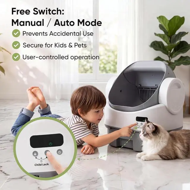 Alt view image 6 of 7 - Open-top Electric auto-Cleaning Litter Box Auto-Clean, Multi-Sensor, no app, Plug & Play, Multi-cat Friendly, 10L Large bin, Bags + mat (Grey)