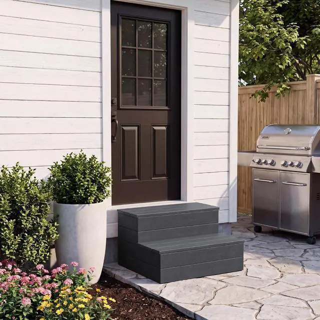 Alt view image 6 of 7 - Hot Tub Steps, Non-Slip Spa Steps, Outdoor Stairs, Gray | 550 LBS Capacity, Waterproof for Deck Porch RV Pool