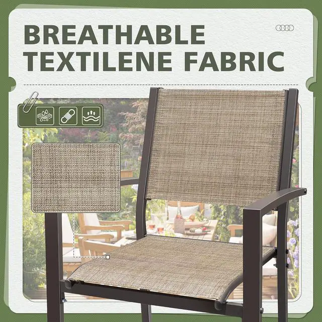 Alt view image 5 of 7 - Patio Chairs Textilene Outdoor Chairs Set of 6 Stackable Dining Chair for Backyard, Deck, Poolside (Beige)