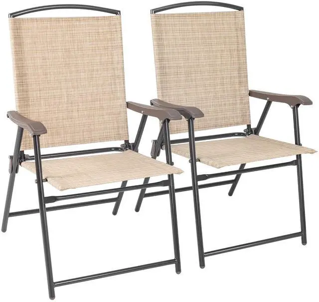 Main image of Patio Chairs Outdoor Chairs Set of 2 Portable Folding Sling Chair for Lawn Camping Yard Beach