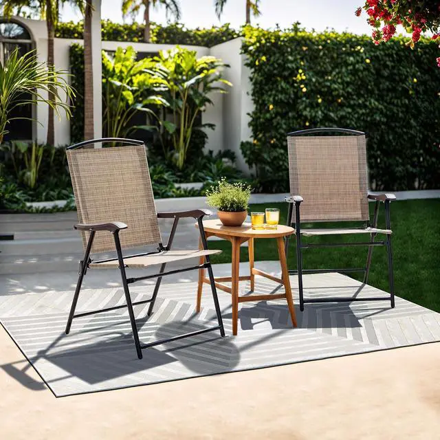 Alt view image 7 of 7 - Patio Chairs Outdoor Chairs Set of 2 Portable Folding Sling Chair for Lawn Camping Yard Beach