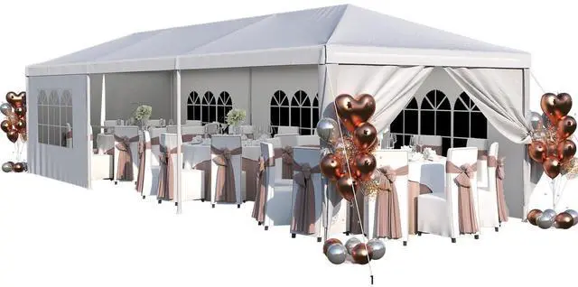 Main image of 10'x30' Heavy Duty Waterproof Party Tent Large Outdoor Gazebo with Removable Sidewalls & 2 Doors for Weddings, Markets & Gatherings (White)