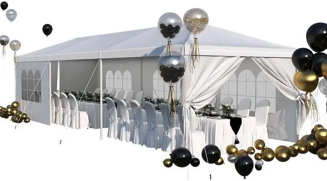 Main image of 10x30FT Party Tent, Heavy Duty Outdoor Canopy Wedding Tent with 8 Sidewalls & UV Protection, Waterproof Portable Gazebo Shelter for Commercial Events, Backyard, Patio, White