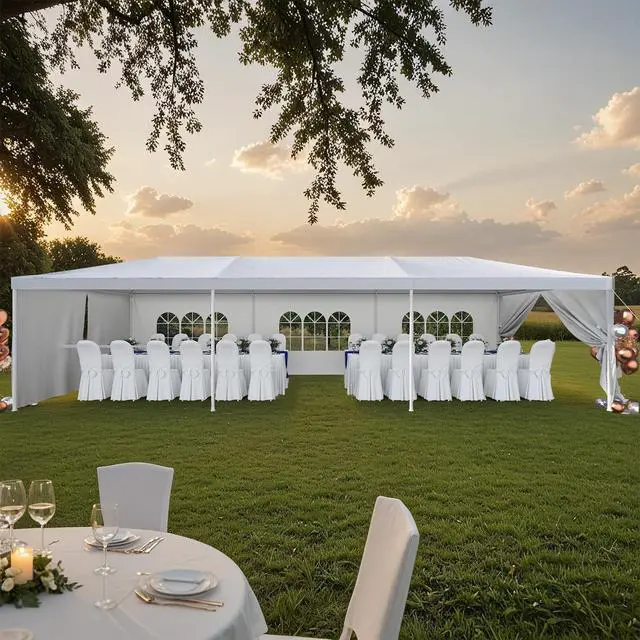 Alt view image 7 of 7 - 10x30FT Party Tent, Heavy Duty Outdoor Canopy Wedding Tent with 8 Sidewalls & UV Protection, Waterproof Portable Gazebo Shelter for Commercial Events, Backyard, Patio, White