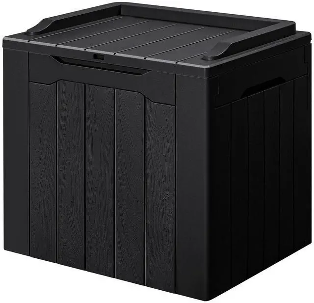 Main image of 30 Gallon Small Deck Box Outdoor Waterproof Resin Storage Box Lockable Storage Container Outside Package Delivery Box (Black)