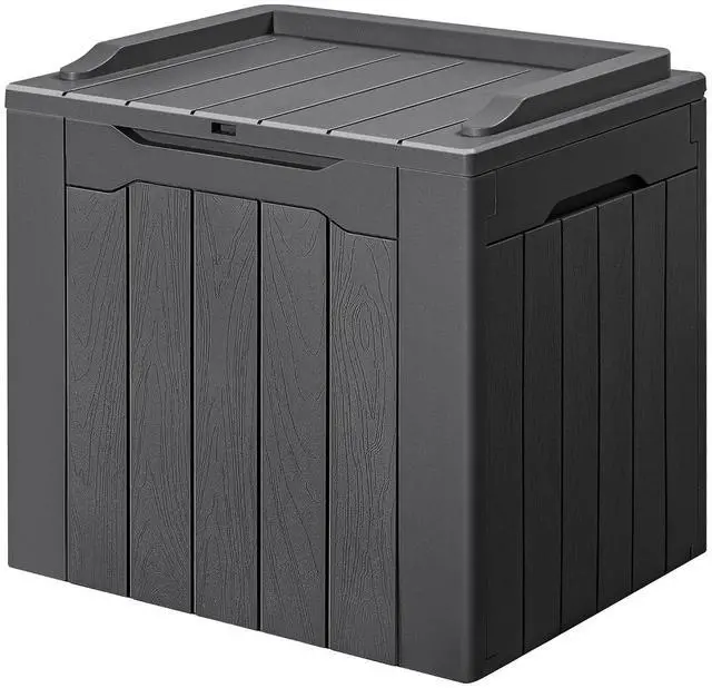 Main image of 30 Gallon Small Deck Box Outdoor Waterproof Resin Storage Box Lockable Storage Container Outside Package Delivery Box (Gray)