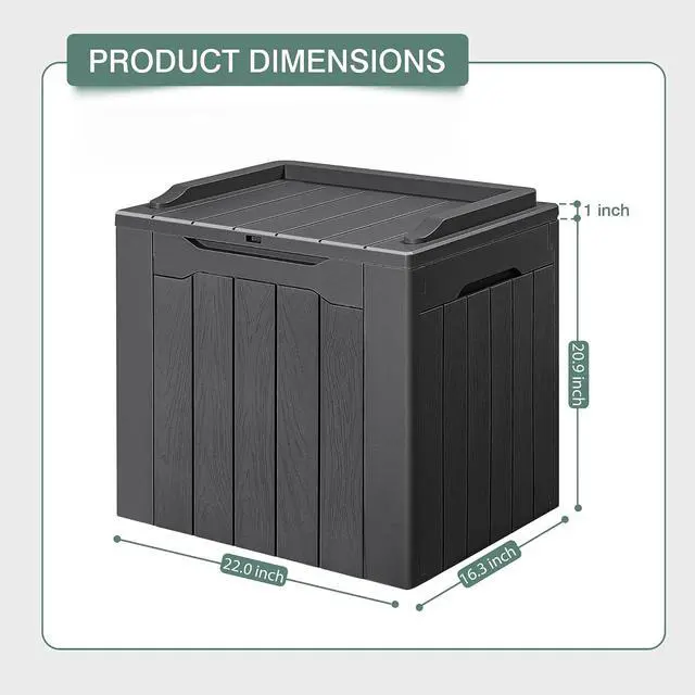 Alt view image 5 of 7 - 30 Gallon Small Deck Box Outdoor Waterproof Resin Storage Box Lockable Storage Container Outside Package Delivery Box (Gray)