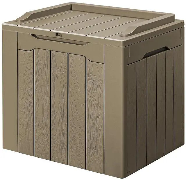 Main image of 30 Gallon Small Deck Box Outdoor Waterproof Resin Storage Box Lockable Storage Container Outside Package Delivery Box (Beige)