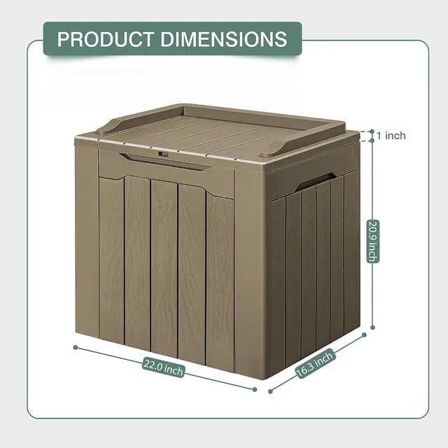 Alt view image 6 of 7 - 30 Gallon Small Deck Box Outdoor Waterproof Resin Storage Box Lockable Storage Container Outside Package Delivery Box (Beige)