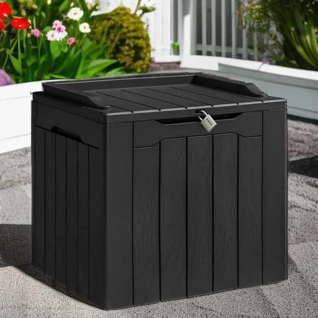 Alt view image 3 of 5 - 31 Gallon Resin Deck Box Waterproof Outdoor Storage Lockable Indoor Outdoor Organization and Storage Container for Patio Furniture Cushions, Garden Tools (Black)