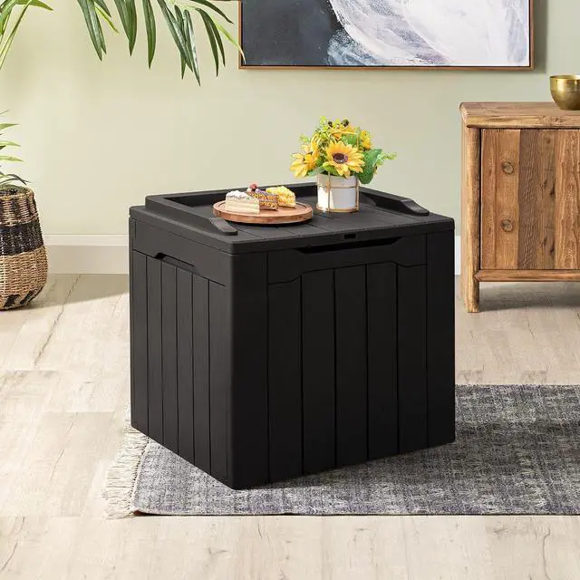 Alt view image 4 of 5 - 31 Gallon Resin Deck Box Waterproof Outdoor Storage Lockable Indoor Outdoor Organization and Storage Container for Patio Furniture Cushions, Garden Tools (Black)