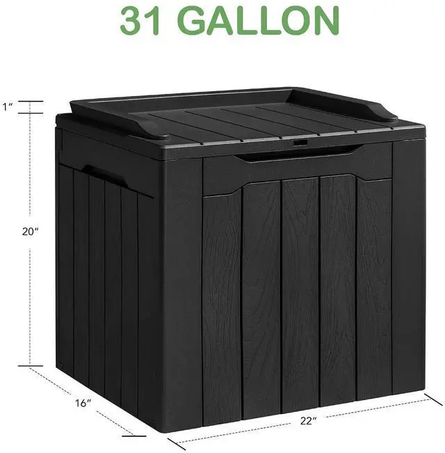 Alt view image 5 of 5 - 31 Gallon Resin Deck Box Waterproof Outdoor Storage Lockable Indoor Outdoor Organization and Storage Container for Patio Furniture Cushions, Garden Tools (Black)