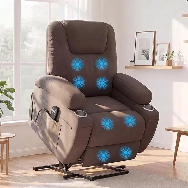 Main image of Power Lift Recliner Chair for Elderly, Lift Chair (Dark Brown) | Recliner Chair Massage Ergonomic Lift Chair Cup Holder for Living Room