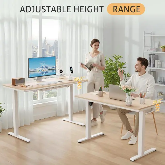 Alt view image 7 of 7 - Electric Standing Desk with Drawers, Adjustable Height Sit Stand Desk with One-Piece Desktop & USB Charging Port for Home Office Computer Desks (Bamboo Desktop, 48 Inch)